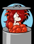  animal_humanoid arthropod cilia_whitewater cooking_pot cookware crustacean crying female hair hi_res humanoid lid limebreaker marine simple_background solo tears water 