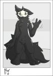  2018 anthro biped black_fur canine changed_(video_game) fur goo_creature hi_res looking_at_viewer male mammal mask monster puro_(changed) solo someindecentfellow 