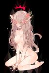  animal_ears barefoot breasts cheety_(show_by_rock!!) chino_machiko fingernails flower hair_censor hair_flower hair_ornament head_wreath long_hair medium_breasts nail_polish navel nude pink_flower pink_hair pink_nails show_by_rock!! sketch tail 