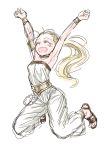  blonde_hair breasts chrono_trigger commentary_request high_ponytail long_hair marle ponytail s-a-murai sandals smile solo victory_pose 