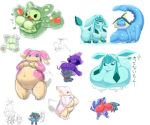  anthro audino big_breasts breast_squish breasts busty_feral eeveelution female feral glaceon huge_breasts lucario mega_audino mega_evolution misdreavus mismagius nintendo pok&eacute;mon pok&eacute;mon_(species) reuniclus riolu simple_background sketch_page solo under4_mow vaporeon video_games white_background 