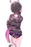  animal_ears ass chino_machiko choker cowboy_shot facing_away fingernails from_behind grey_hair hand_up holding hood hood_down hoodie long_hair long_sleeves nail_polish panties pink_nails purple_panties show_by_rock!! solo tail thigh_gap underwear zebrina_(show_by_rock!!) 