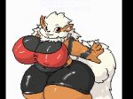  animated anthro arcanine big_breasts blush breast_squish breasts female food fsac growth huge_breasts hyper nintendo pok&eacute;mon pok&eacute;mon_(species) pok&eacute;morph simple_background solo under4_mow video_games weight_gain white_background 