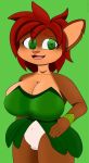  2018 anthro big_breasts bottomless breasts cervine clothed clothing digital_media_(artwork) dress elora female fur green_eyes klr_rio mammal navel pussy smile solo spyro_the_dragon video_games 