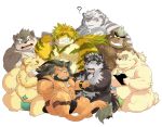  2017 anthro arsalan ashigara bear blush brown_fur bulge canine clothing cusith dog eyes_closed eyewear feline fundoshi fur glasses grimoire_of_zero group horkeukamui japanese_clothing liger813 lion magan male mammal mercenary_(character) moritaka overweight overweight_male rave_(housamo) scar simple_background sitting tiger tokyo_afterschool_summoners underwear white_background white_fur wolf 