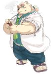  2017 anthro bear belly cigarette clothing eyewear fur glasses humanoid_hands liger813 male mammal overweight overweight_male pants polar_bear rave_(housamo) shirt smoke smoking solo tokyo_afterschool_summoners white_fur 