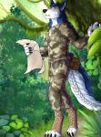  anthro braided_hair camoflage canine clothed clothing digital_media_(artwork) foliage forest fuzzycoma hair male mammal map military outside sebastian soldier solo tail_braid tree uniform us_army 