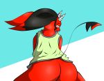  big_butt butt butt_focus clothed clothing demon digital_media_(artwork) imp invalid_tag looking_at_viewer looking_back luoco macro710 male mooning not_furry pointy_ears presenting presenting_hindquarters rear_view red_skin simple_background smile solo tongue 