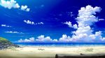  blue_sky cloud cloudy_sky commentary_request day horizon mitsu_ura no_humans ocean original outdoors sand scenery sky summer 