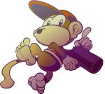  2018 5_toes barefoot bottomless brown_fur clothed clothing diddy_kong donkey_kong_(series) featureless_crotch fur gun handgun hat male mammal monkey nintendo primate ranged_weapon skipperwing soles solo toes video_games weapon 
