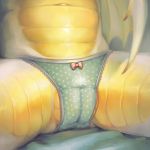  2018 anthro camel_toe close-up clothing dragon female fralea kyorg7 membranous_wings navel panties polka_dots scales scalie sitting solo spread_legs spreading underwear white_scales wings yellow_scales 