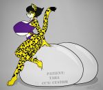  anthro big_breasts breasts cheetah feline female fur huge_breasts implants mammal smile solo sport_clothes tabykat taraburst yellow_fur 