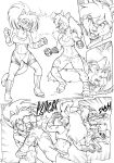  anthro black_and_white breasts cat ceila cleavage clothed clothing daigaijin denise feline female fight furryfight_chronicles mammal midriff monochrome 