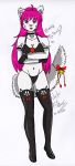  &lt;3 anthro artemis_tsukino bell bow bra breasts cat choker clothing feline female fur gloves hair legwear lingerie long_hair long_tail mammal pink_eyes pink_hair pink_nose solo standing stockings thong underwear unknown_artist white_fur 