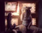  anthro big_butt breasts butt cigarette clothed clothing detailed_background digital_media_(artwork) female fur hi_res illustration ironwood mammal overweight poor sergal slightly_chubby smoke smoking trash wide_hips 