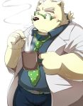  2018 anthro bear belly blush drinks emufu eyewear fur glasses male mammal overweight overweight_male polar_bear rave_(housamo) smoking solo tokyo_afterschool_summoners white_fur 