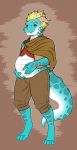  anthro blue_scales dragon eastern_dragon green_eyes horn looking_at_viewer male male_pregnancy pregnant scales simple_background solo xannu 