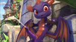  3d_(artwork) balls claws cum cumshot digital_media_(artwork) dragon edit ejaculation erection feral horn humanoid_penis male nut orgasm penis presenting presenting_penis purple_scales purple_skin scales semi-anthro skylanders skylanders_academy solo spyro spyro_the_dragon unknown_artist vein veiny_penis video_games wings 