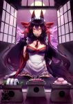  animal_ears artist_logo artist_name bangs black_gloves black_hair black_legwear blush breasts cherry_blossoms cleavage commentary commission dango dumpling eating english_commentary food fox_ears fox_tail frills full_moon gainoob gloves hair_ornament holding holding_food japanese_clothes kimono kitsune large_breasts long_hair looking_at_viewer maid_headdress mochi moon mouth_hold multicolored multicolored_clothes multicolored_kimono night onigiri original petals purple_sky red_eyes sitting skewer sliding_doors solo tail temple temple_gate thighhighs tree very_long_hair wagashi wooden_floor 