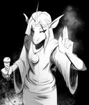  anthro biped cleric clothed clothing crown digital_media_(artwork) dragon eyebrows fully_clothed galaxy hair jewelry magic magic_user monochrome necklace religion scalie simple_backgound skullysilverwolf solo standing star tasla_venhyle wyvern 