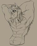  2017 anthro bare_chest biped crown dragon fangs hair long_hair male muscular muscular_male scalie simple_background sketch solo tasla_venhyle teeth tongue unluckydinobear wyvern 