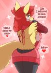 &lt;3 2017 absurd_res anna_firecraft anthro anthrofied bedroom_eyes big_breasts biped blue_eyes blush bottomless breasts butt canine cheek_tuft clothed clothing delphox dialogue digital_drawing_(artwork) digital_media_(artwork) english_text eyelashes fan_character female fluffy fluffy_tail fur hair half-closed_eyes half-length_portrait hi_res inner_ear_fluff looking_at_viewer looking_back mammal metaljaw75 multicolored_fur nintendo nipple_bulge open_mouth open_smile pink_background pink_clothing pok&eacute;mon pok&eacute;mon_(species) pok&eacute;morph portrait presenting presenting_hindquarters rear_view red_fur red_hair red_nose seductive shy side_boob simple_background smile snout solo sparkle standing sweater talking_to_viewer text tuft video_games virgin_killer_sweater white_fur yellow_fur yellow_tail 