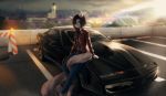  2018 anthro black_hair car clothing day detailed_background digital_media_(artwork) feline female fruitbloodmilkshake hair heterochromia mammal ocelot outside sitting smile vehicle 