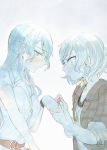  bang_dream! blue_hair blush braid green_eyes height_difference hikawa_hina hikawa_sayo holding_hands incest itomugi-kun long_hair multiple_girls short_hair siblings sisters smile twincest twins yuri 