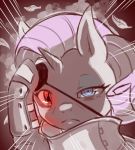  2018 blue_eyes clothed clothing cold-blooded-twilight crossover equine eye_patch eyelashes eyeshadow eyewear female feral friendship_is_magic frown hair half-closed_eyes headshot_portrait hooves horn leaves looking_at_viewer makeup mammal mascara my_little_pony naruto ninja portrait purple_hair rarity_(mlp) sharingan simple_background solo unicorn 