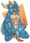  animal_genitalia anthro biting_lip blush dragon erection genital_slit holding_penis horn hyper hyper_penis kneeling kurtassclear looking_down male multi_penis muscular muscular_male nude pecs penis slit solo tapering_penis 