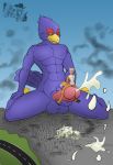  anthro avian bird canine city cum cum_on_ground erection falco_lombardi flooding fox fox_mccloud macro male mammal masturbation mrhappy1987 nintendo orgasm star_fox video_games 