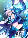  armpits ass claws crown demon_girl demon_horns demon_tail detached_sleeves elsword eyebrows_visible_through_hair fang gauntlets high_heels highres horns kuroshio_maki long_hair luciela_r._sourcream noblesse_(elsword) panties pointy_ears ribbon star star-shaped_pupils symbol-shaped_pupils tail thighhighs underwear white_hair 