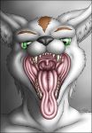  arctic_fox canine forceswerwolf fox fur green_eyes imminent_vore male male_pred mammal mouth_shot swiftayama tongue vore white_fur 
