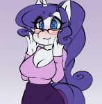  2018 animated blush breasts cleavage clothed clothing drooling equine eyewear female friendship_is_magic glasses hair horn mammal my_little_pony rarity_(mlp) reaction_image saliva simple_background solo tolsticot unicorn 
