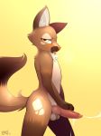  2018 absurd_res animal_genitalia animal_penis anthro b-epon balls blush brown_fur canine canine_penis cool_colors cum cumshot cute digital_media_(artwork) ejaculation erection fox fur girly hi_res kito_(thepickyfurry) knot looking_at_viewer male mammal nude open_mouth orgasm penis simple_background smile solo tongue tongue_out 
