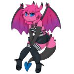  blue_eyes clothing cute dragon faliet female footwear high_heels horn legwear lingerie miniskirt seri shoes skirt solo stockings wings 