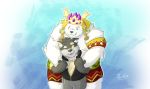  2018 anthro bear canine crushfang_(sdorica_sunset) duo fur hug humanoid_hands male mammal overweight overweight_male podataiga polar_bear polariz scar sdorica_sunset white_fur 