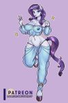  2018 absurd_res anthro areola breasts clothed clothing cutie_mark equine eyelashes female friendship_is_magic hair hi_res horn looking_at_viewer mammal my_little_pony nauth navel nipples patreon purple_background pussy rarity_(mlp) simple_background solo translucent transparent_clothing 