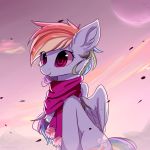  2018 blue_feathers chest_tuft cute cutie_mark equine eyelashes feathered_wings feathers female feral friendship_is_magic fur hair heddopen hi_res hooves inner_ear_fluff mammal moon multicolored_hair my_little_pony nude outside pegasus portrait purple_eyes rainbow_dash_(mlp) rainbow_hair scarf sitting sky smile solo tuft wind wings 