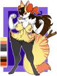  anthro big_breasts braixen breasts brown_hair canine demonnyuu digital_media_(artwork) female fluffy full-length_portrait fur hair long_hair mammal nintendo nipples nude open_mouth pok&eacute;mon pok&eacute;mon_(species) portrait pussy simple_background solo standing tongue tongue_out video_games wide_hips yellow_fur 