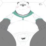  2018 anthro balls bear belly blush clothing humanoid_hands male mammal overweight overweight_male panda penis shirt solo sweat tanutronik753_k 