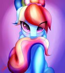  2015 bite blush elzzombie equine female friendship_is_magic hair horse looking_at_viewer mammal my_little_pony pony rainbow_dash_(mlp) solo tail_biting 