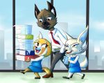  2018 absurd_res aggressive_retsuko anthro canine clothed clothing digital_media_(artwork) female fennec fenneko fox fur haida hi_res hyena katrina-mae male mammal red_panda retsuko sanrio 