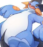  ambiguous_gender black_eyes blue_skin blush digital_media_(artwork) feral fin fklow nintendo nude open_mouth orange_sclera pok&eacute;mon pok&eacute;mon_(species) simple_background solo swampert tongue video_games white_background white_skin 