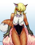  anthro bedroom_eyes blonde_hair breasts canine clothed clothing female fox fur hair half-closed_eyes happy long_hair looking_at_viewer mammal miss_new_year multicolored_fur nipples orange_fur paperwolf patreon russia russian seductive sitting smile solo soyuzmultfilm white_fur мисс_новый_год_(copyright) 