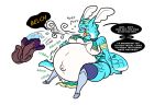  anthro belly blush bonitod3n breasts burping clothed clothing dialogue digital_media_(artwork) dragon english_text female skimpy solo stomach_noises text vore 