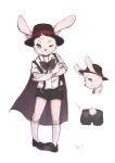  2016 blush cape clothed clothing headwear lagomorph looking_at_viewer male mammal rabbit solo woong yellow_eyes young 