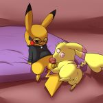  2018 anus balls bottomless butt cleft_tail clothed clothing duo erection eyelashes eyewear fan_character fellatio female feral fur glasses male male/female milachu milachu92 nintendo open_mouth oral penetration penis pikachu pok&eacute;mon pok&eacute;mon_(species) pussy pussy_juice sex shirt simple_background smile tongue tongue_out video_games yellow_fur 