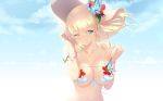  aqua_eyes bikini blonde_hair boku_wa_tomodachi_ga_sukunai breasts cait cleavage gradient hat kashiwazaki_sena sky swimsuit 