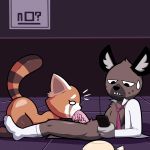  aggressive_retsuko big_butt big_penis butt dreamcastzx1 fellatio female haida huge_butt huge_penis hyena male mammal office_sex oral penis red_panda retsuko sex viktor2 